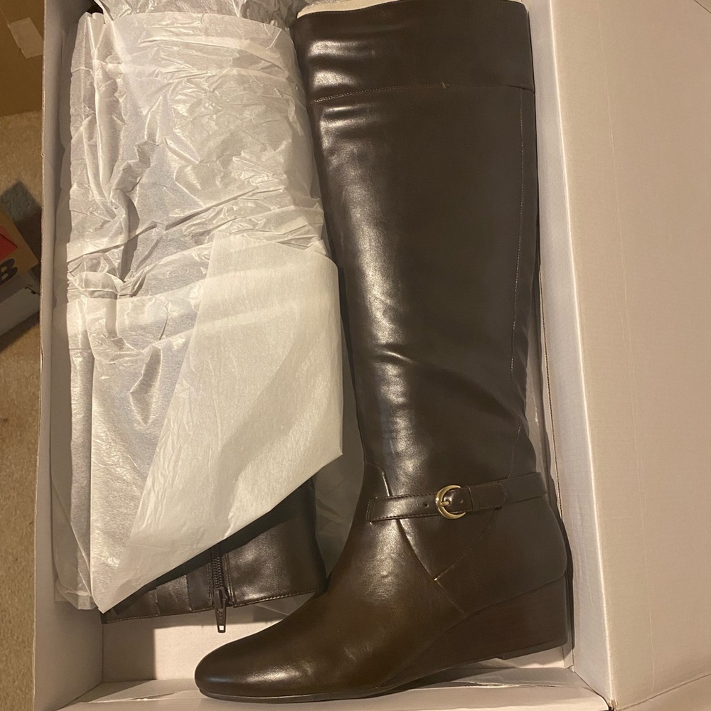 Nine West Leilao Knee High Wedge Boot New